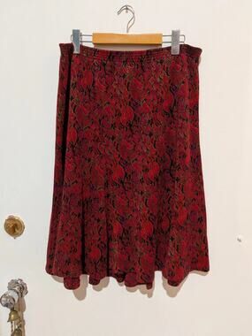 Graff Californiawear Midi Skirt In Burgundy And Black Textured Pattern Size Smal